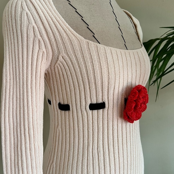 For Love And Lemons Cream Bodycon Sweater Dress with Slit | XS | NWOT - Picture 9 of 14